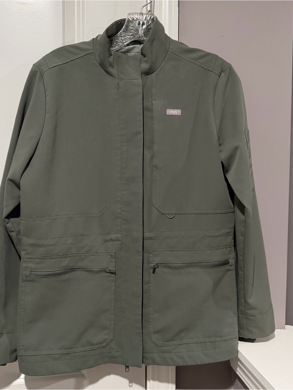 FIGS Woman Page Scrubs Jacket Moss